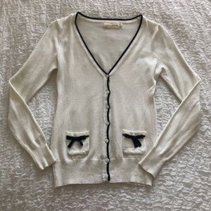 Dreamers Contrast Trim Cardigan with Bows